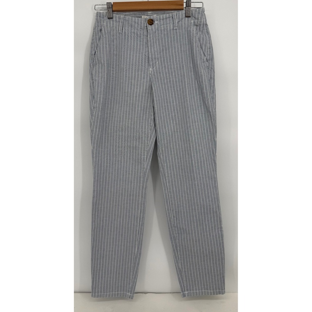 HM‎ LOGG Womens Blue White Striped Ankle Trousers Sz 4